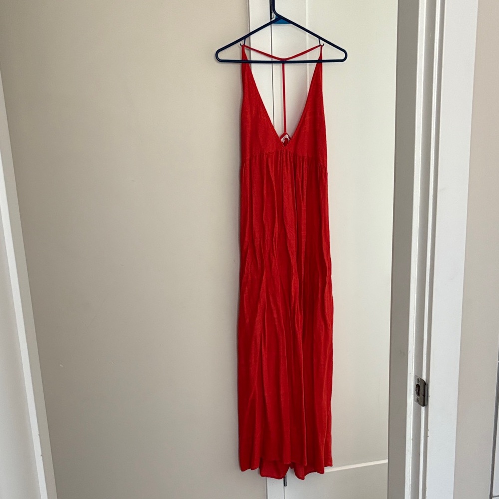 LACAUSA Vibrant Red Maxi Dress
